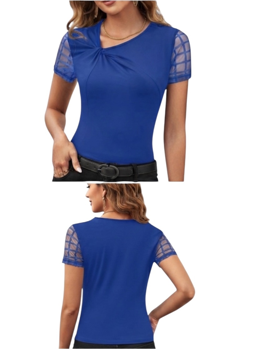 SHEIN Clasi Contrast Mesh Twist Front Tee size S NWT